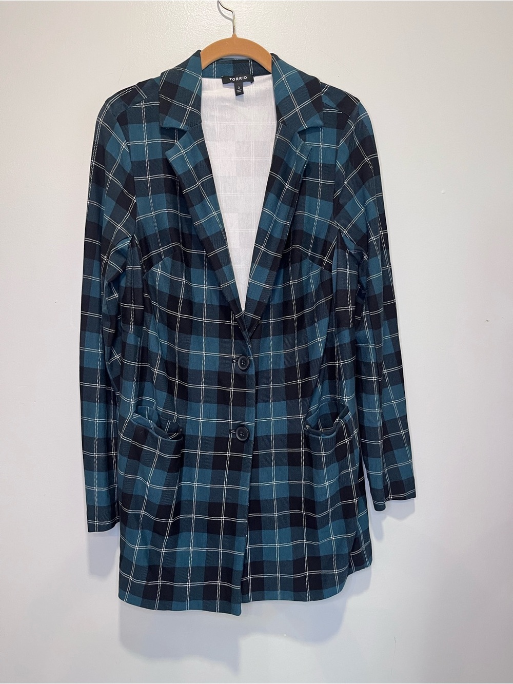 Torrid Lightweight Ponte Longline Plaid Blazer